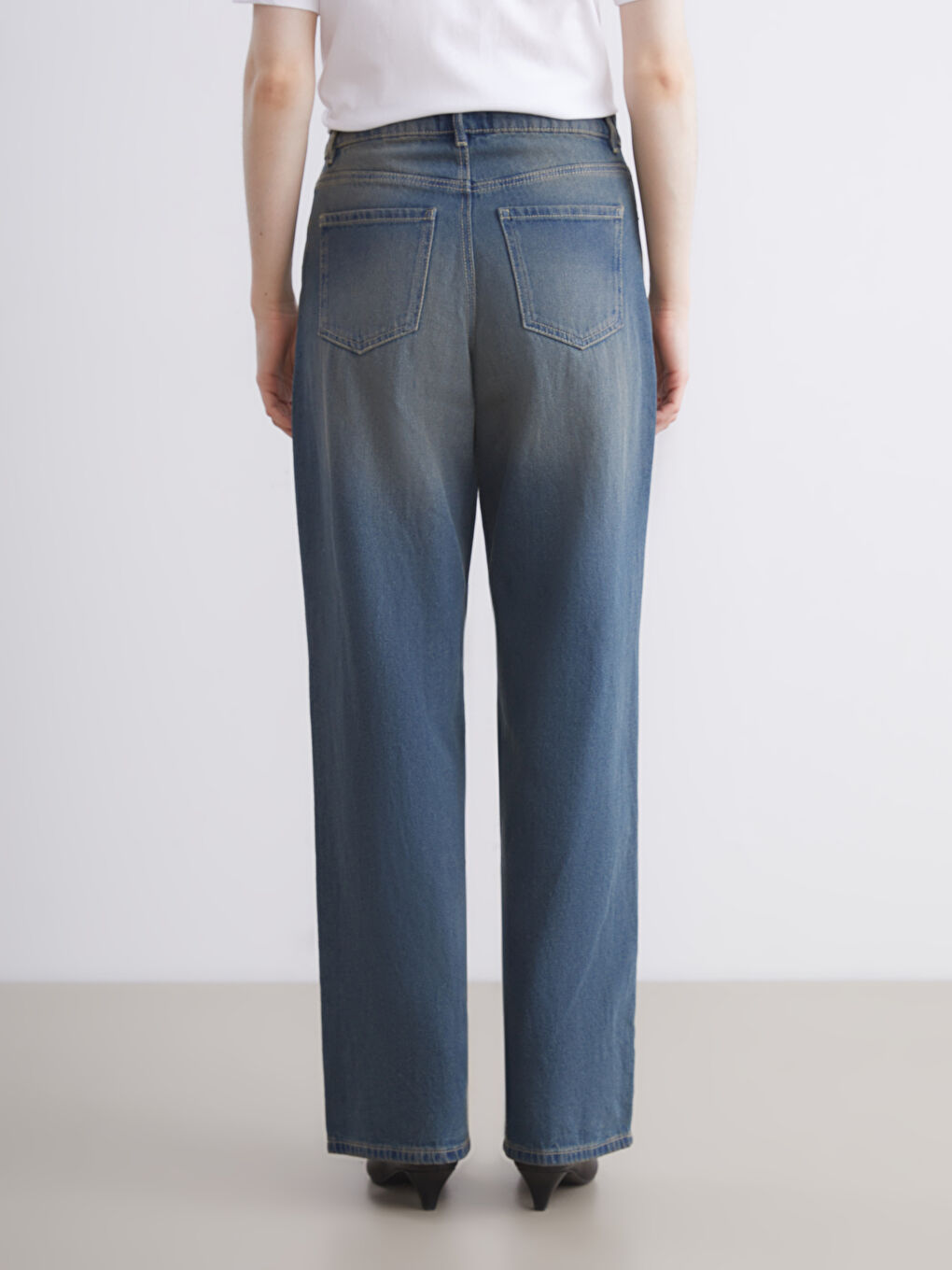 әйелдерге арналған кең пішім джинс шалбар-3