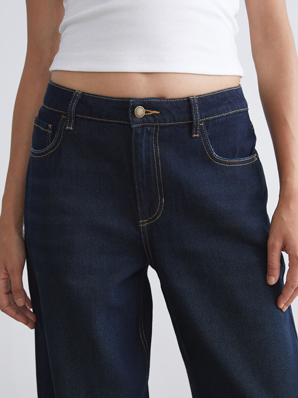 әйелдерге арналған кең пішім джинс шалбар-2