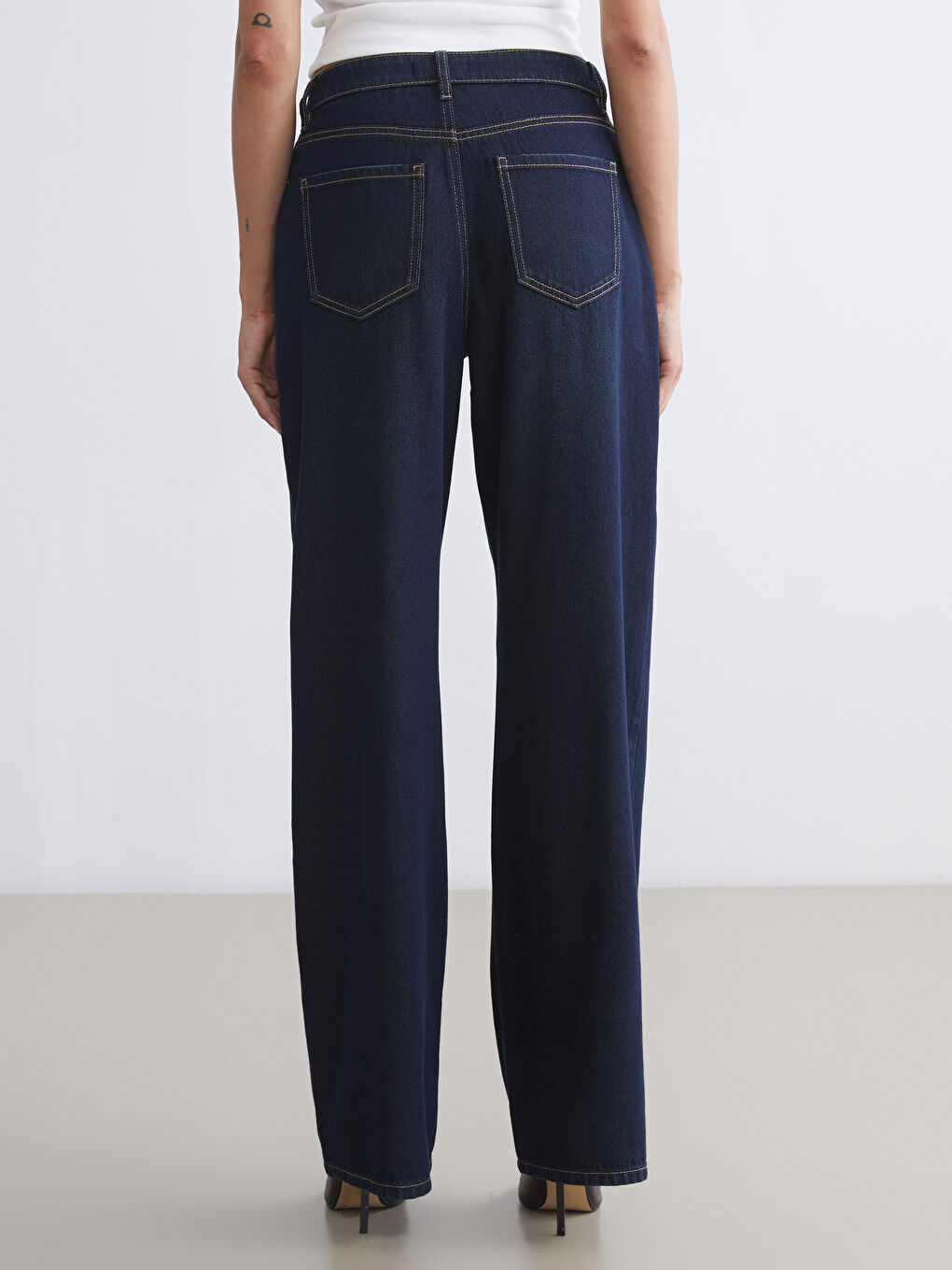 әйелдерге арналған кең пішім джинс шалбар-3