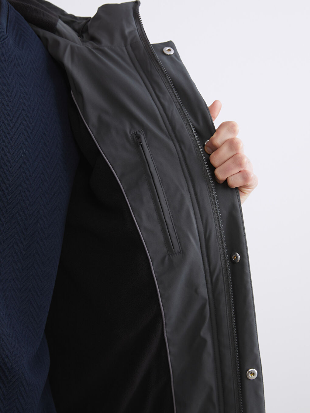 Ерлерге арналған стандартты пішім капюшонды пуховик пальто-3