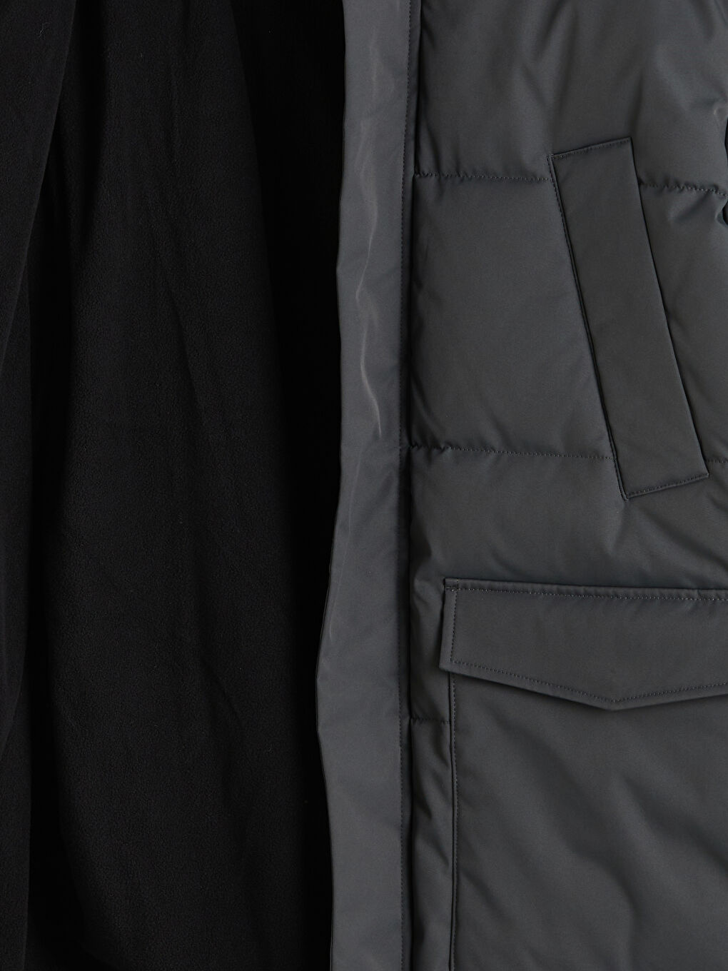 Ерлерге арналған стандартты пішім капюшонды пуховик пальто-6