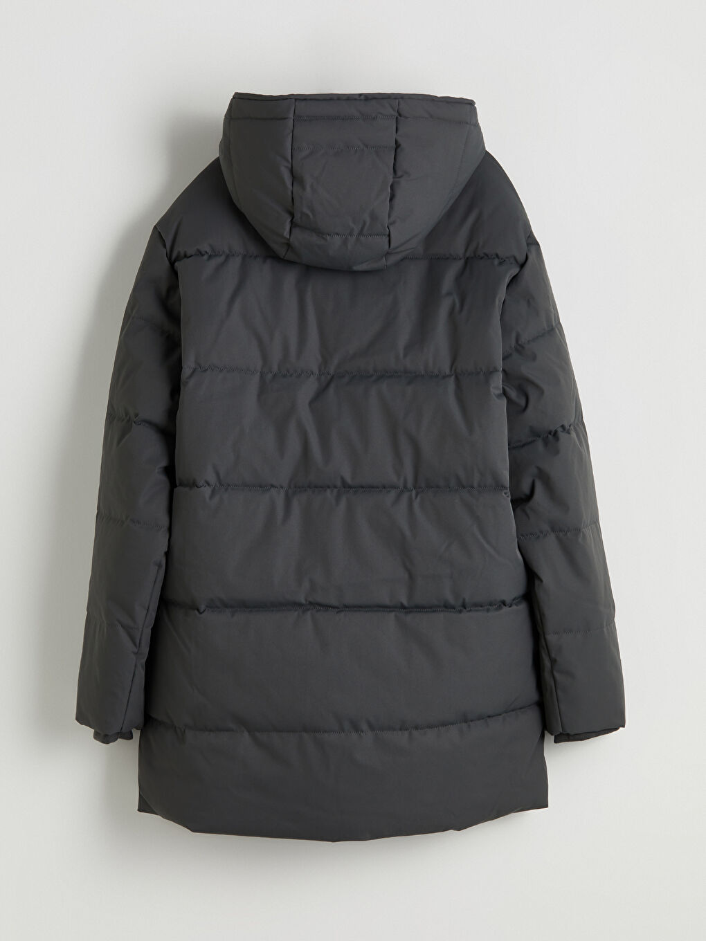 Ерлерге арналған стандартты пішім капюшонды пуховик пальто-7