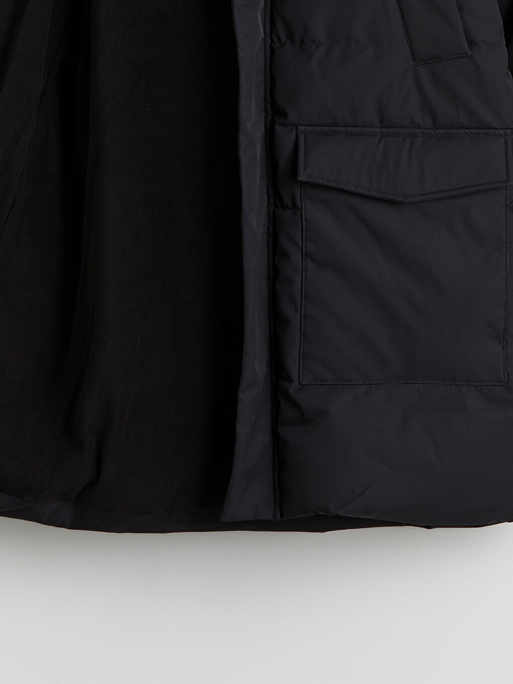 Siyah Standart Kalıp Kapüşonlu Erkek Şişme Mont-7