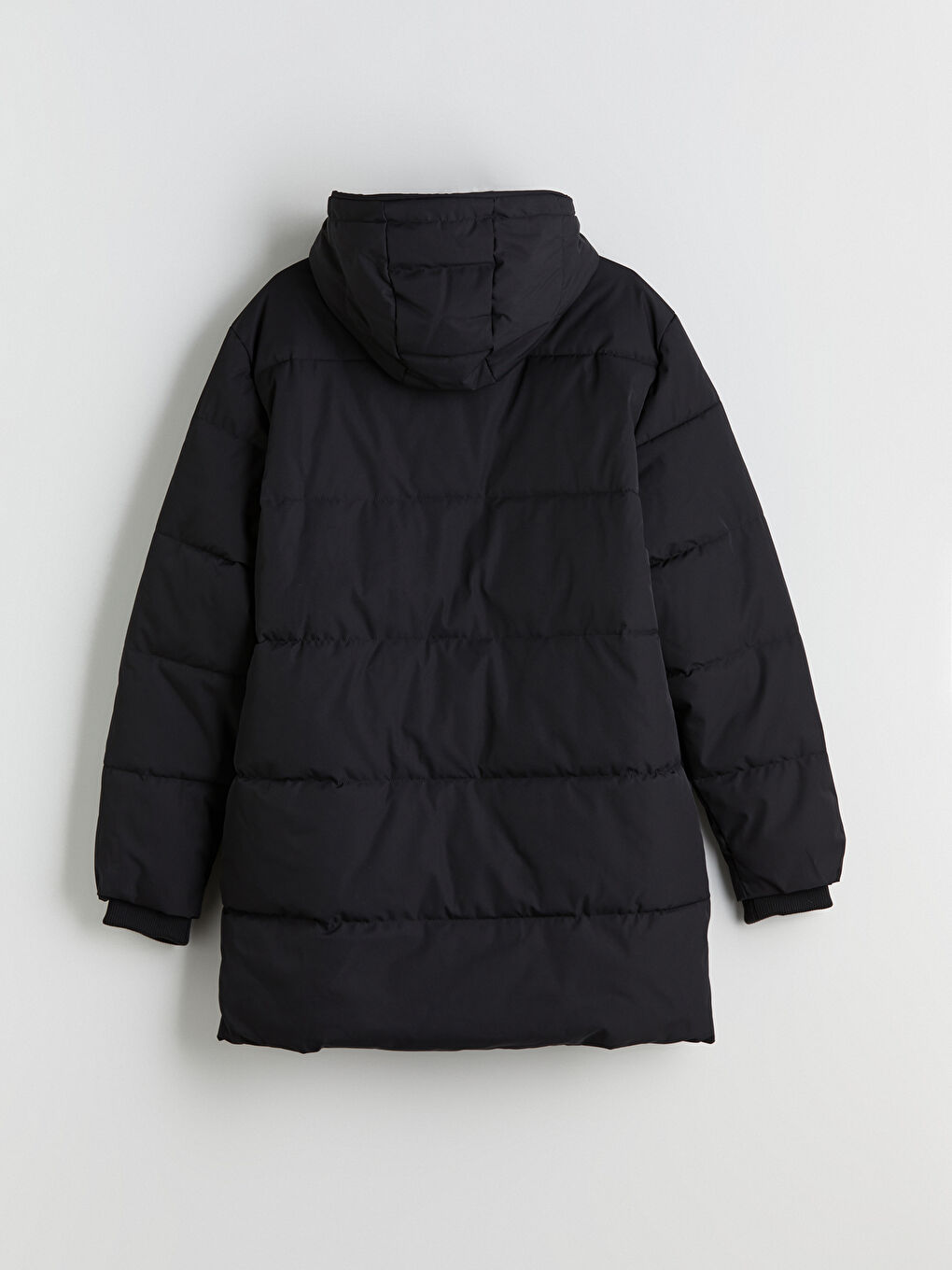 Siyah Standart Kalıp Kapüşonlu Erkek Şişme Mont-8