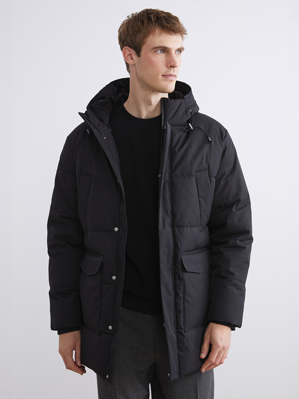 Κανονική Εφαρμογή Με Κουκούλα Ανδρικό Φουσκωτό Μπουφάν