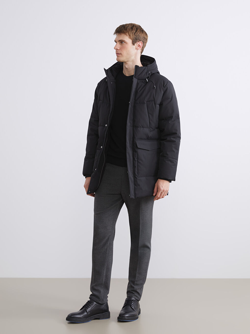 Κανονική Εφαρμογή Με Κουκούλα Ανδρικό Φουσκωτό Μπουφάν-1