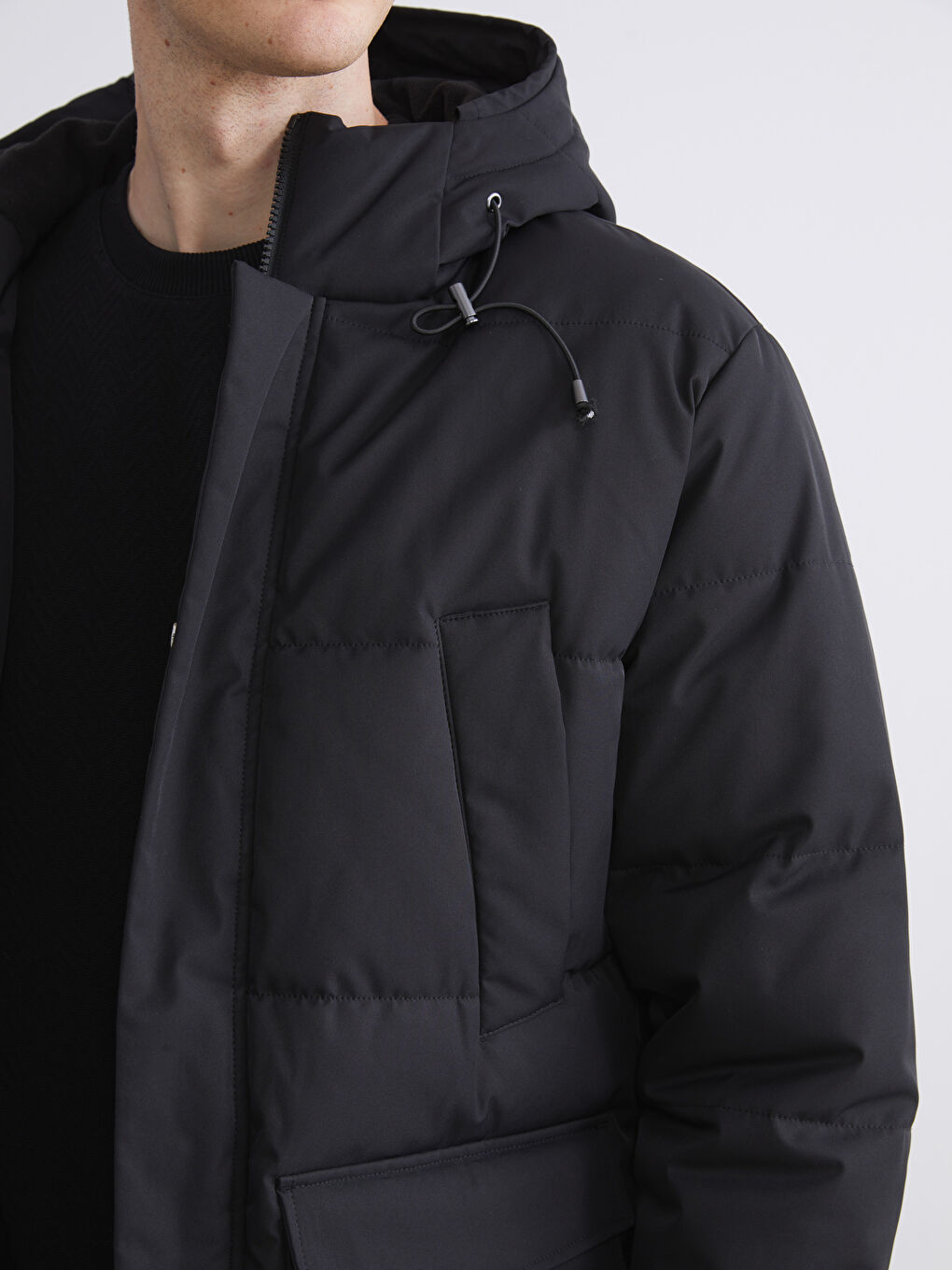 Κανονική Εφαρμογή Με Κουκούλα Ανδρικό Φουσκωτό Μπουφάν-2