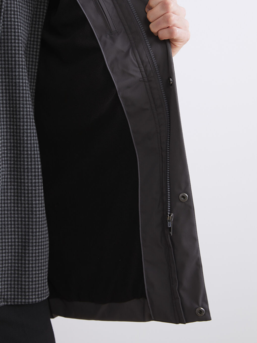 Gri Standart Kalıp Kapüşonlu Erkek Şişme Mont-3