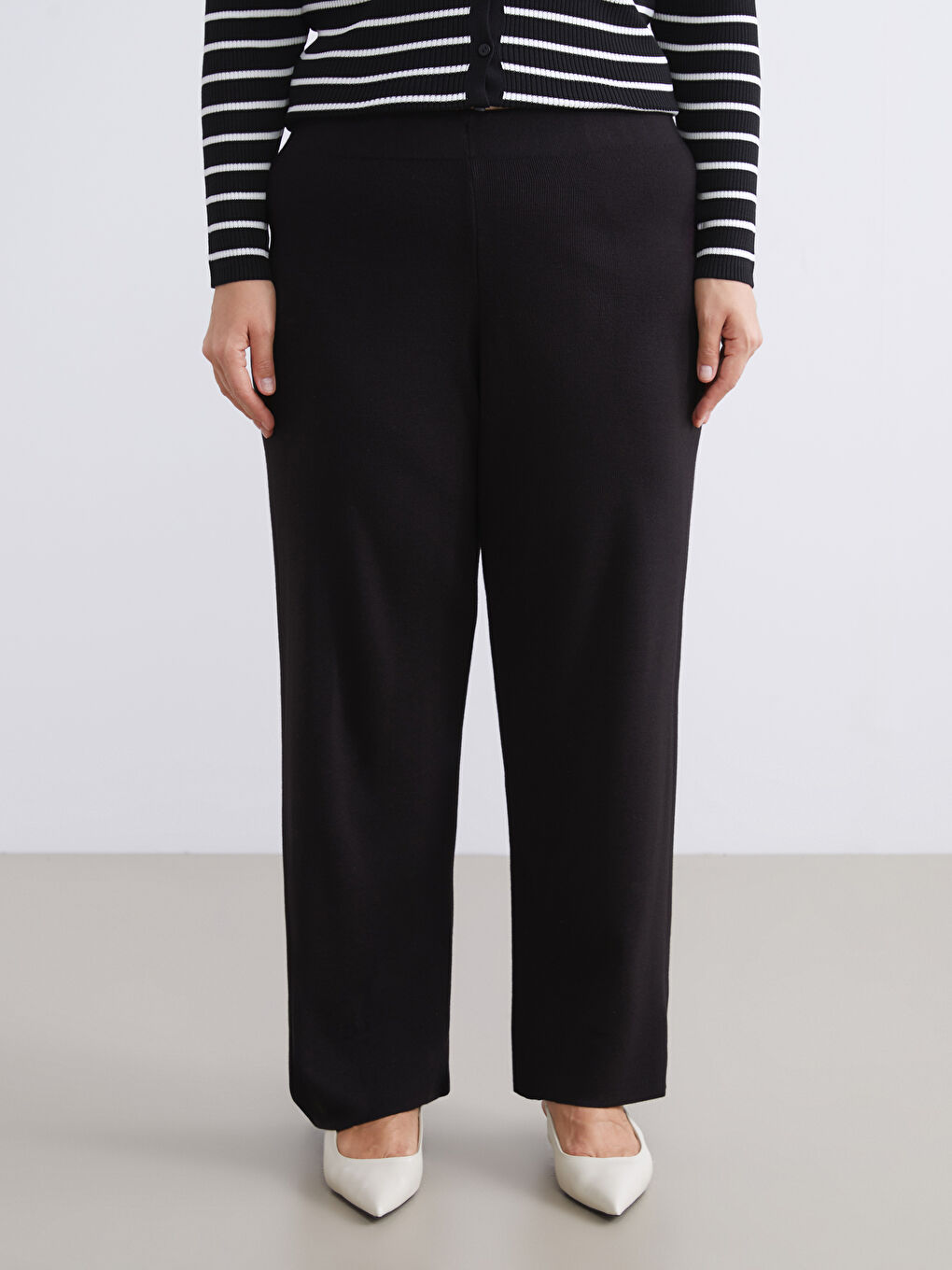 Pantalone od trikotaže sa elastičnim strukom za žene-5