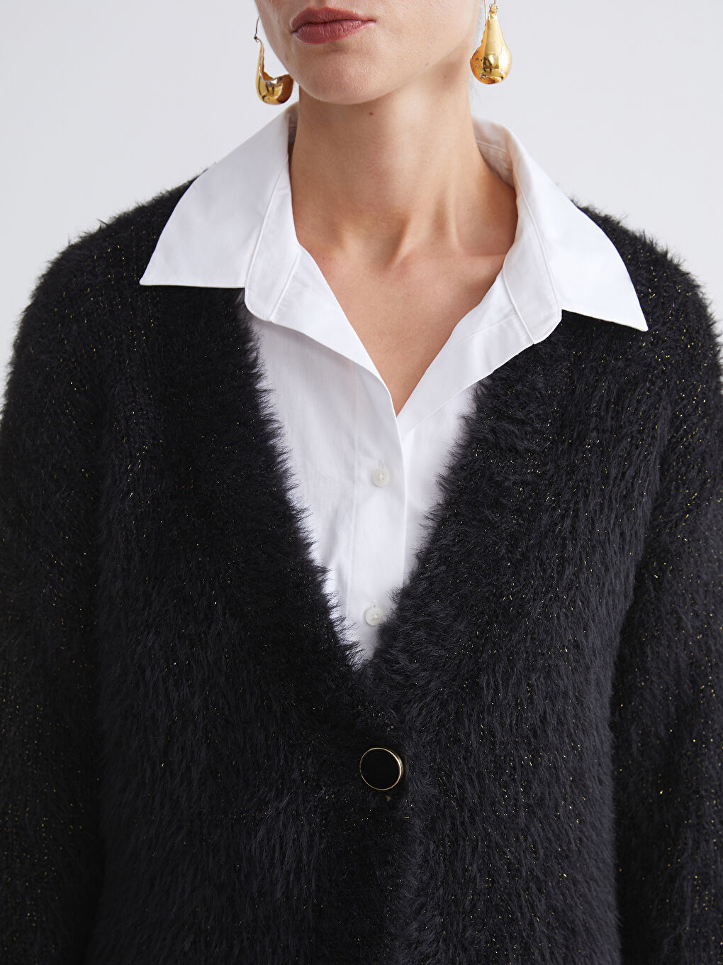 V Neck Women's Plush Knitwear Cardigan-5