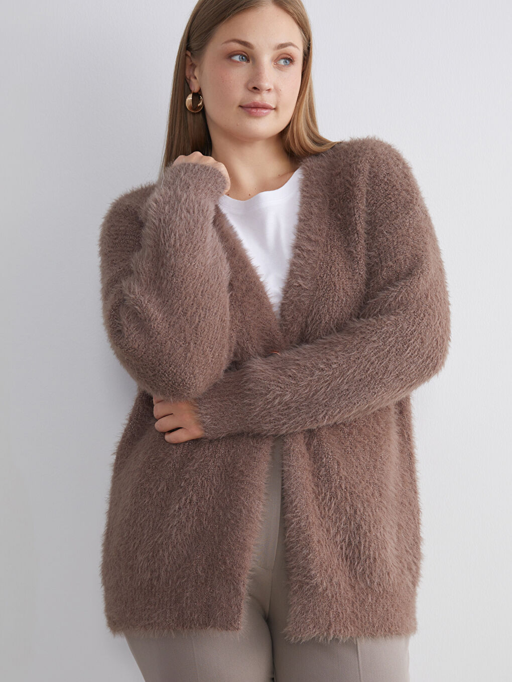 V Neck Women's Plush Knitwear Cardigan-1