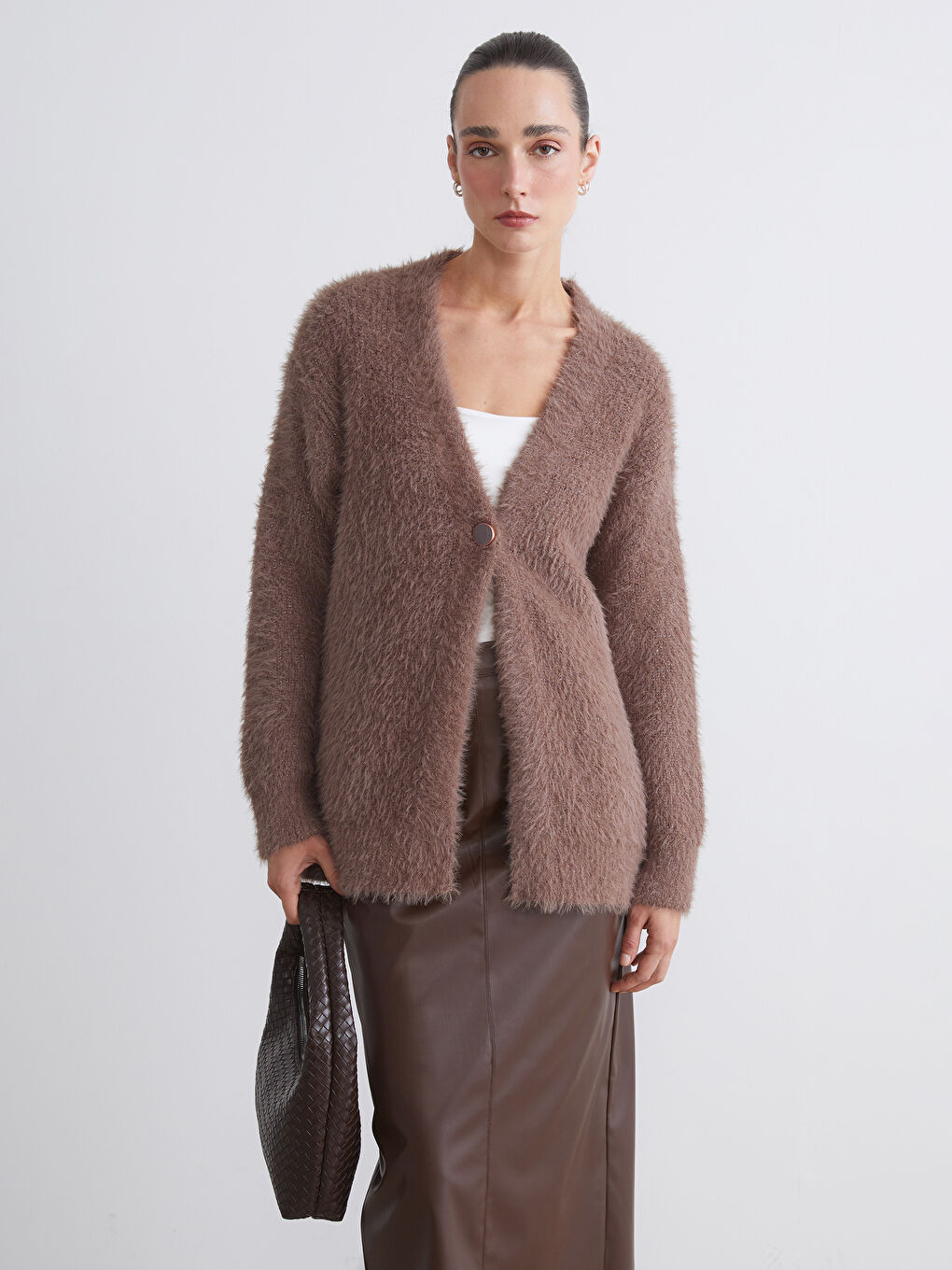 V Neck Women's Plush Knitwear Cardigan