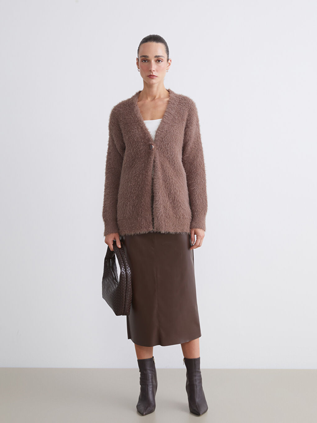 V Neck Women's Plush Knitwear Cardigan-2