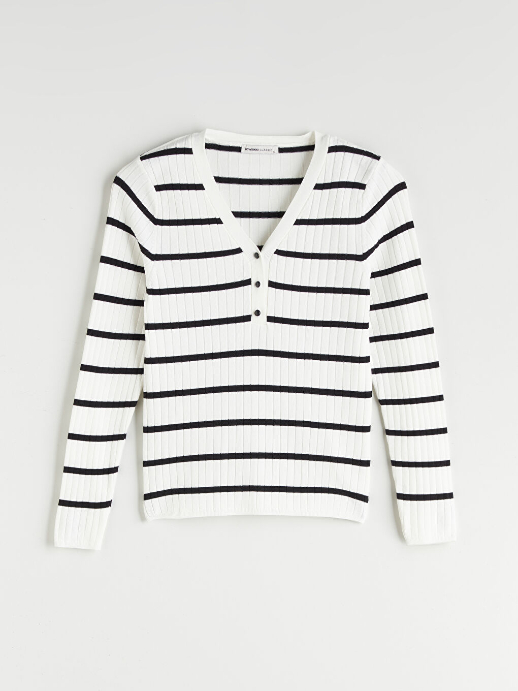 V Neck Striped Women's Knitwear Sweater-7