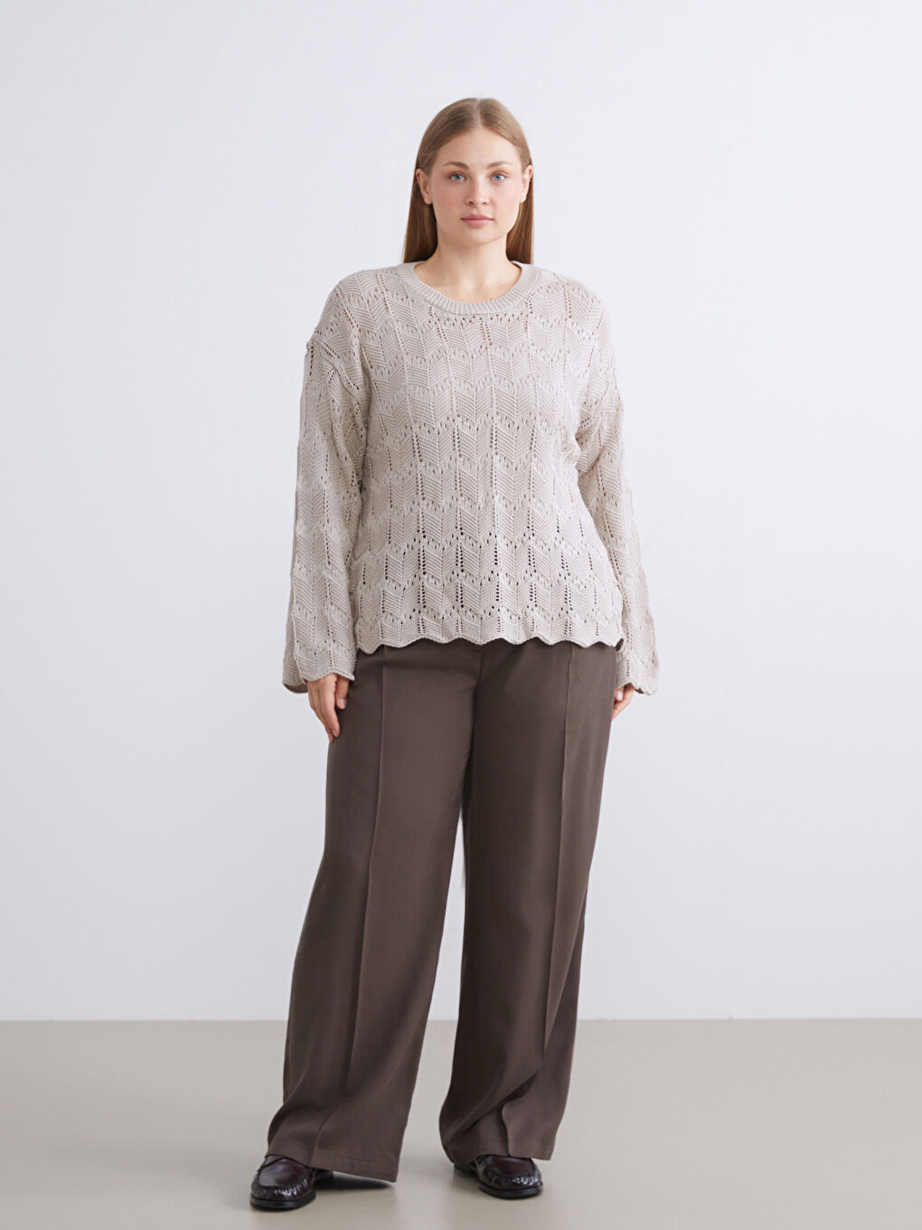 Crew Neck Hole-Knitted Women's Knitwear Sweater-7