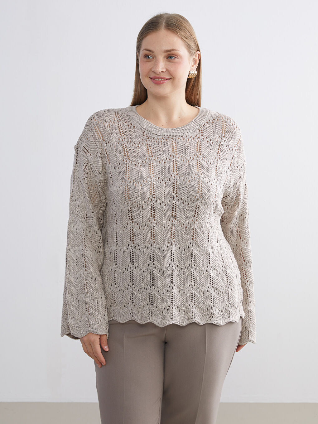 Crew Neck Hole-Knitted Women's Knitwear Sweater-1