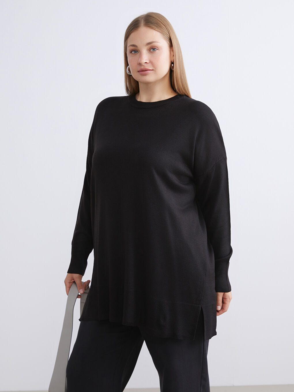 Crew Neck Women's Knitwear Tunic-1