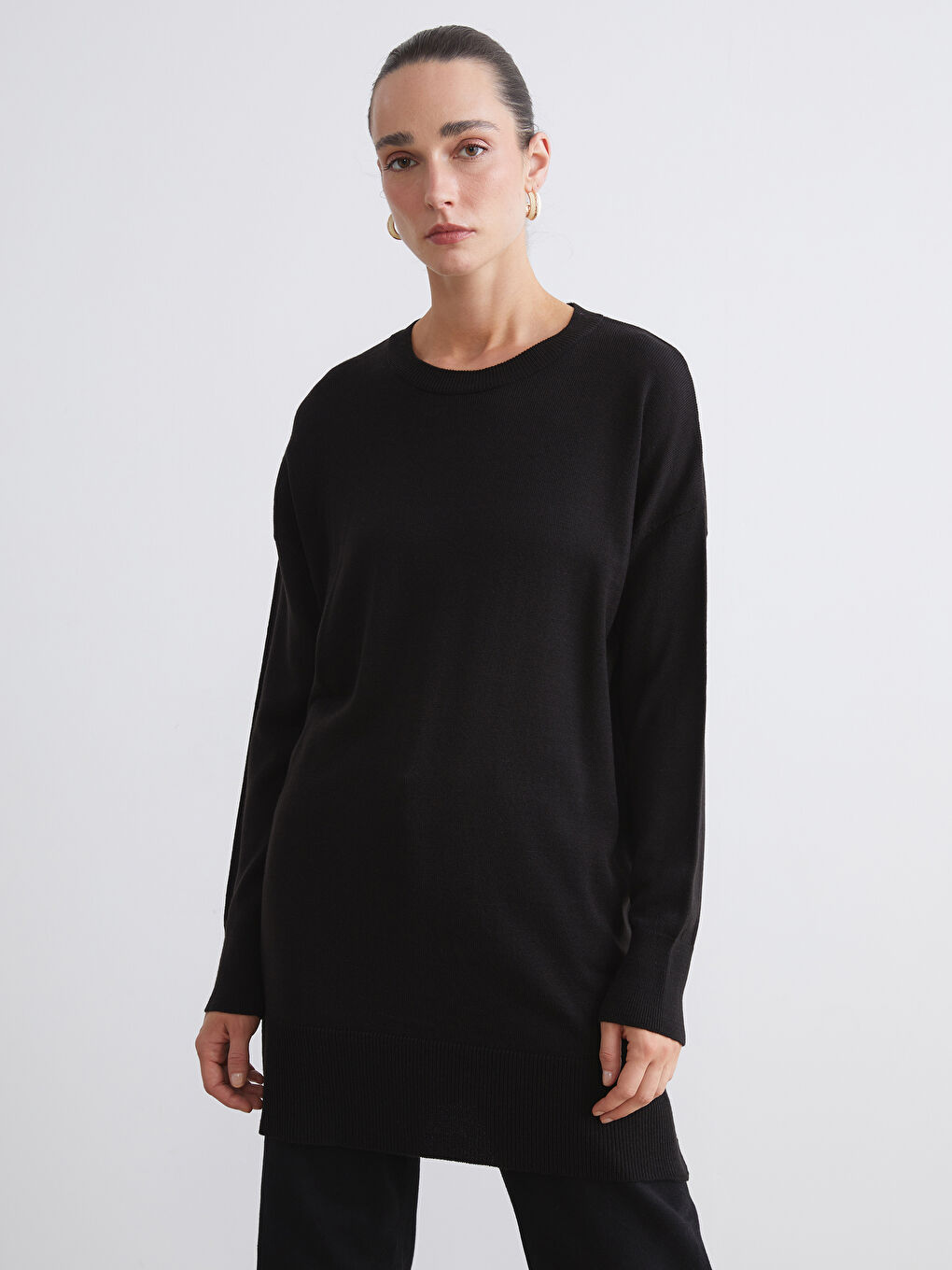 Crew Neck Women's Knitwear Tunic