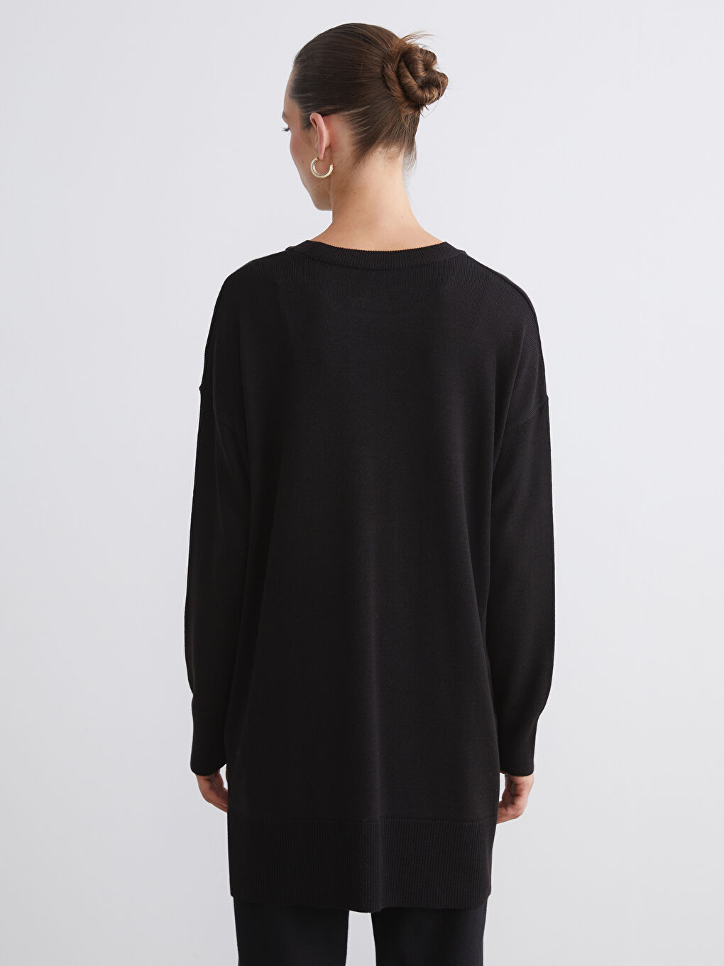 Crew Neck Women's Knitwear Tunic-5