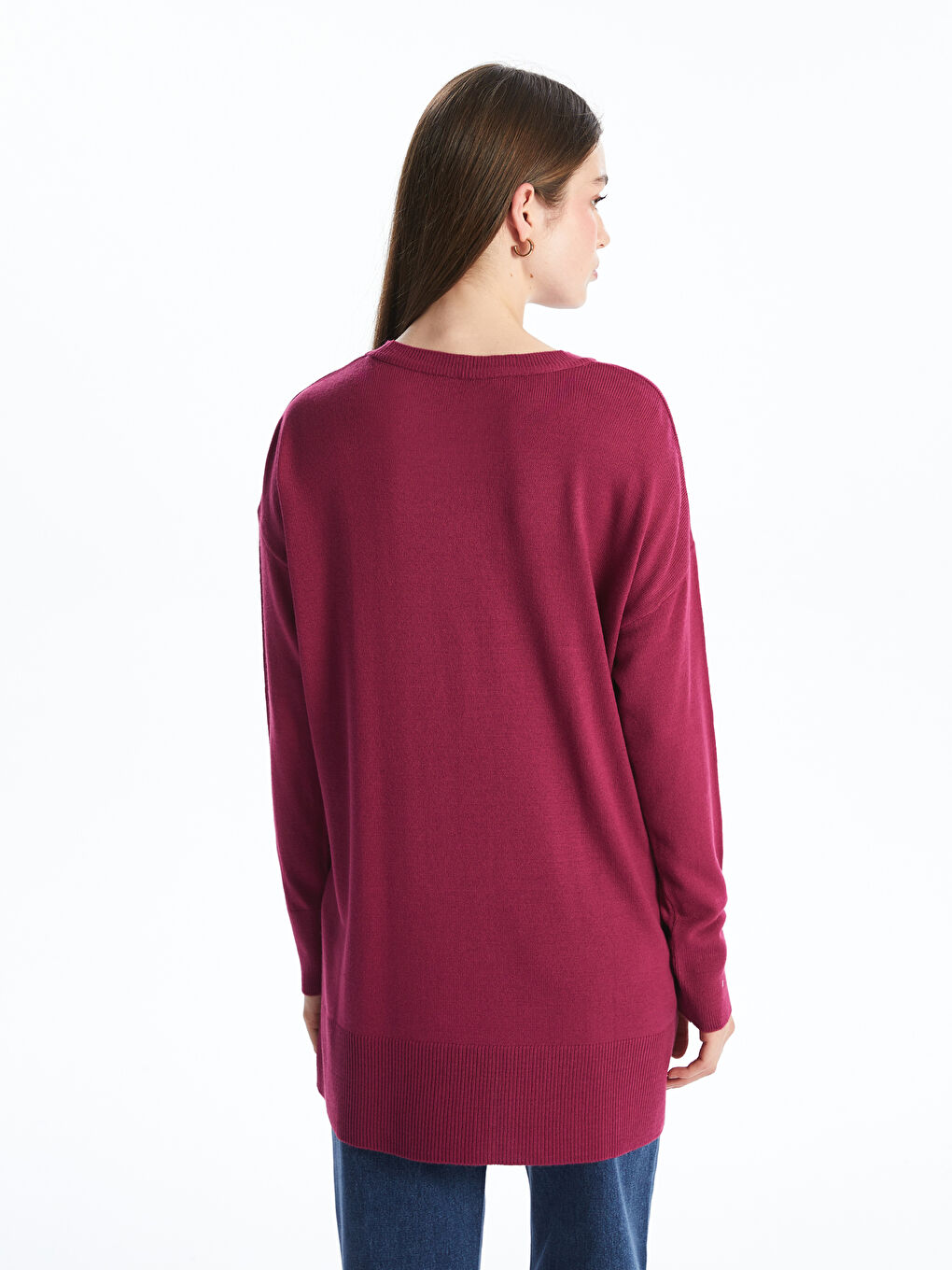 Crew Neck Women's Knitwear Tunic-4