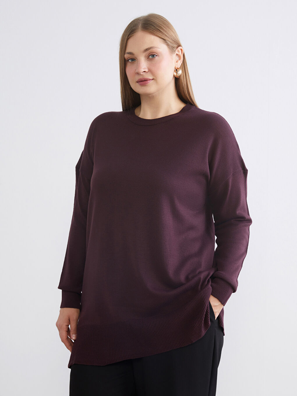 Crew Neck Women's Knitwear Tunic-1