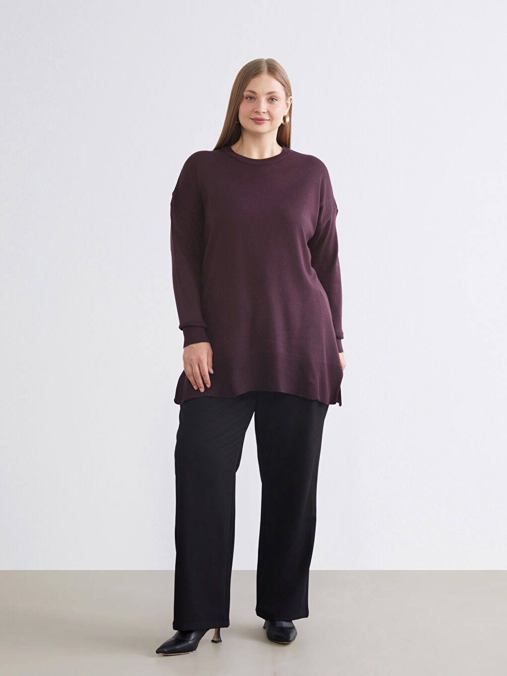 Crew Neck Women's Knitwear Tunic-5