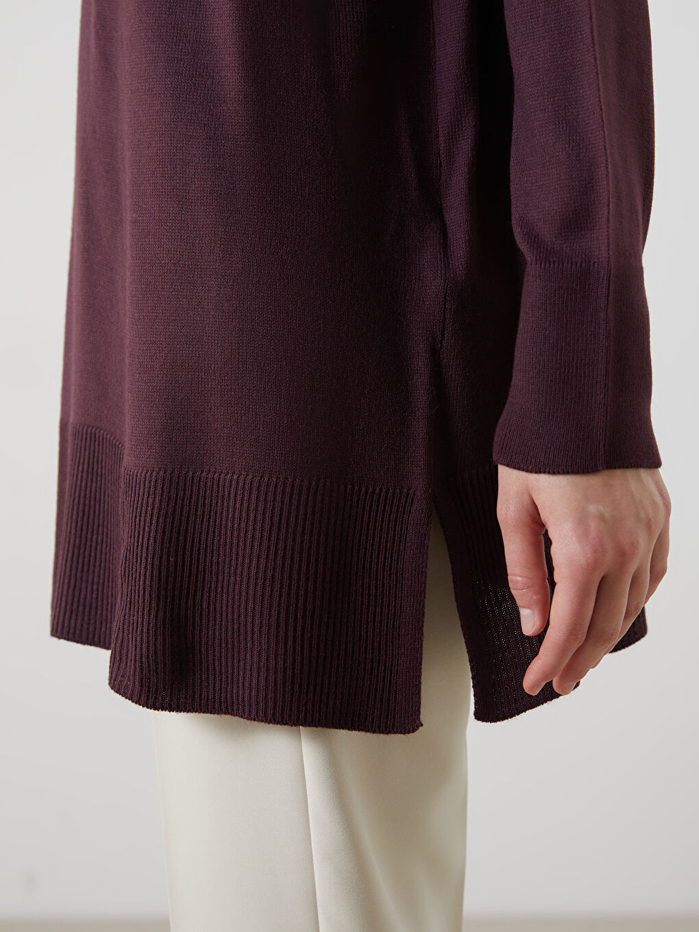 Crew Neck Women's Knitwear Tunic-3