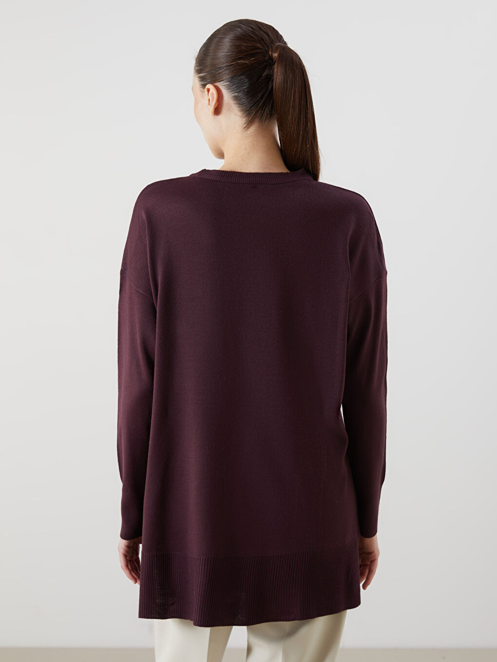 Crew Neck Women's Knitwear Tunic-4