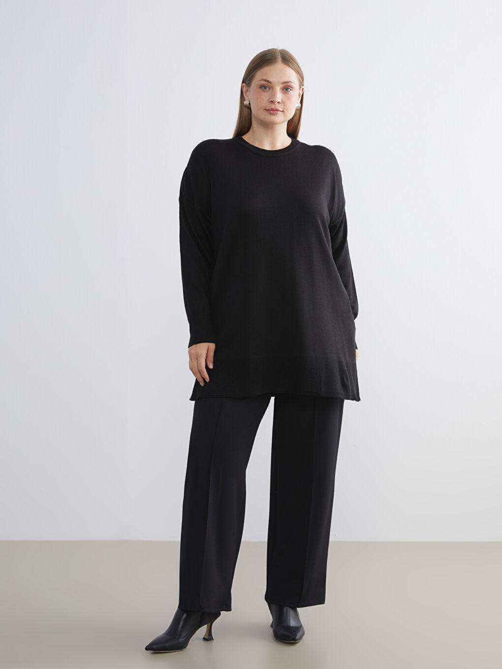 Crew Neck Women's Knitwear Tunic-2