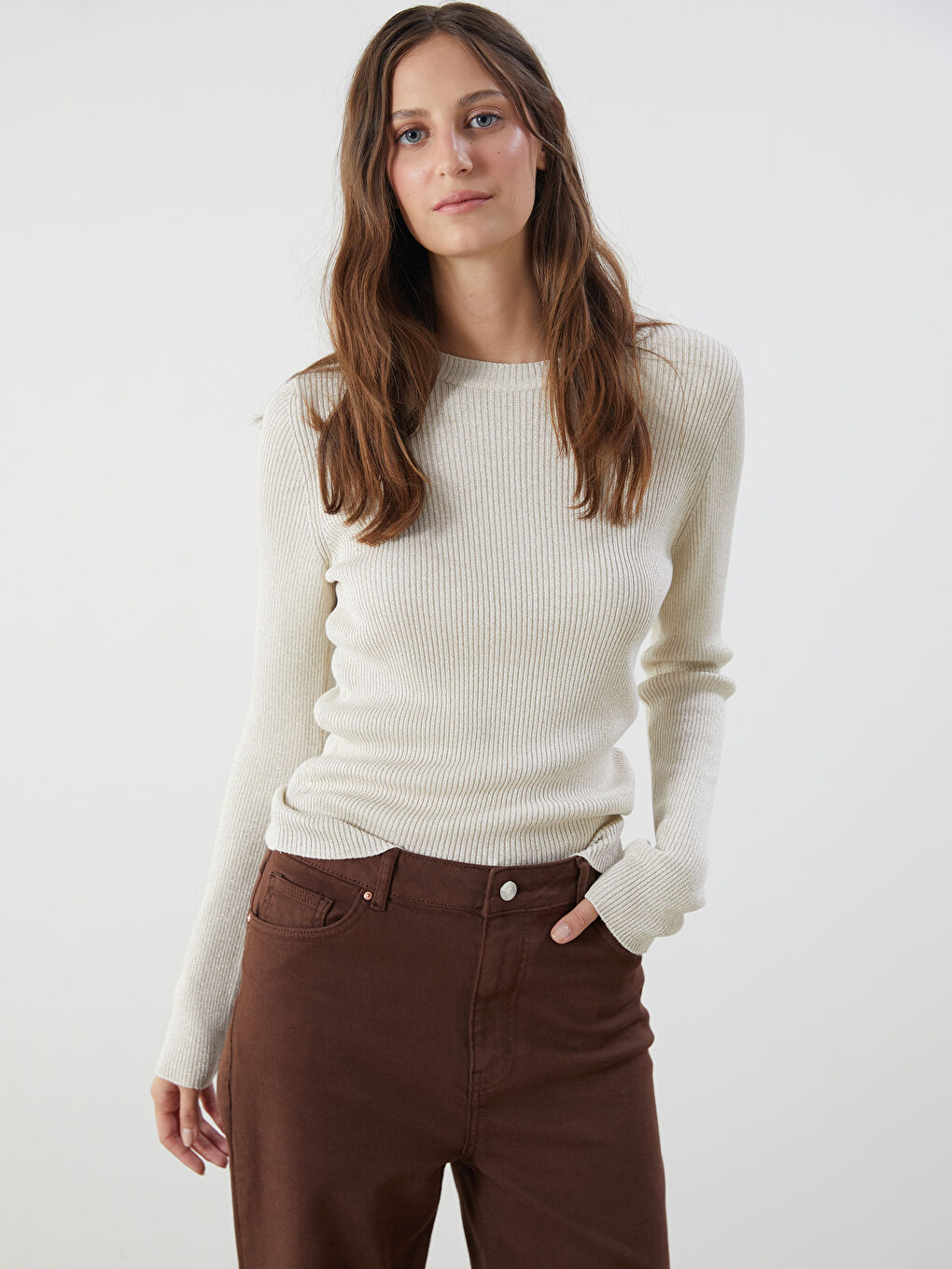 Crew Neck Women's Knitwear Sweater