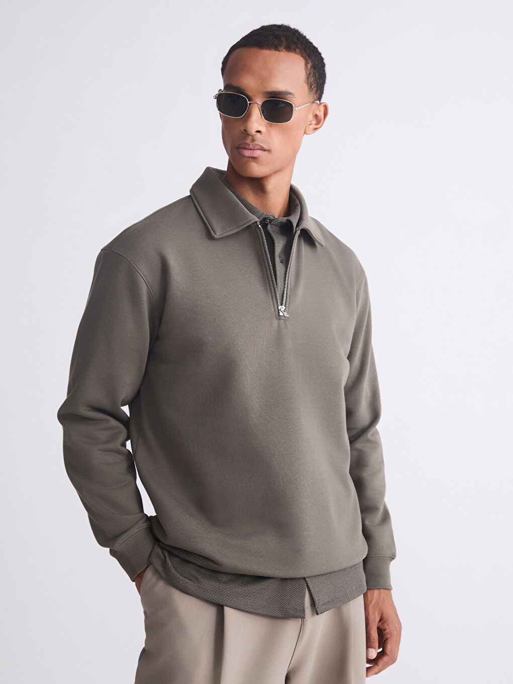 Sweat-shirt pour Hommes à Col Polo