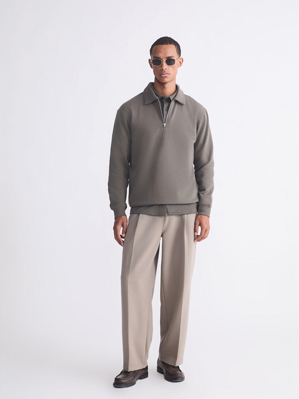 Sweat-shirt pour Hommes à Col Polo-1