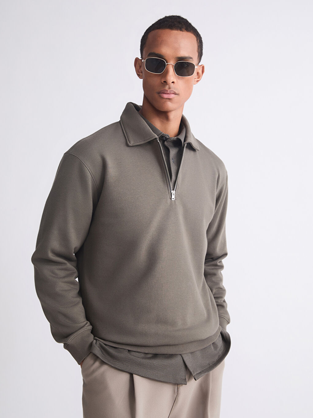 Sweat-shirt pour Hommes à Col Polo-2