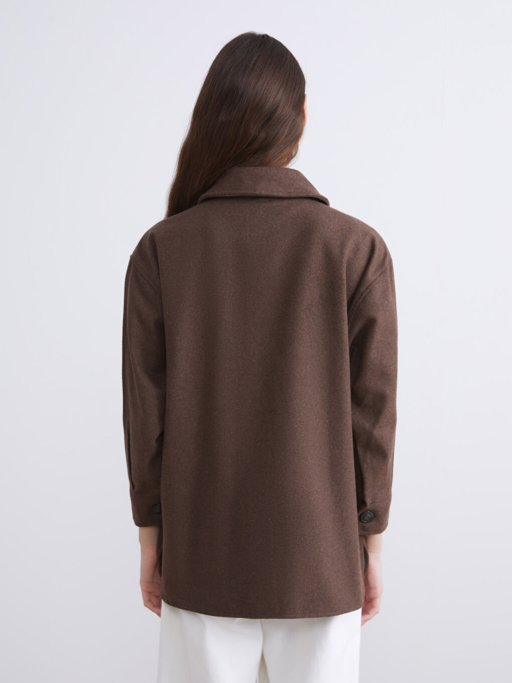 جاكيت قميص فلانيل واسع الحجم للسيدات-3