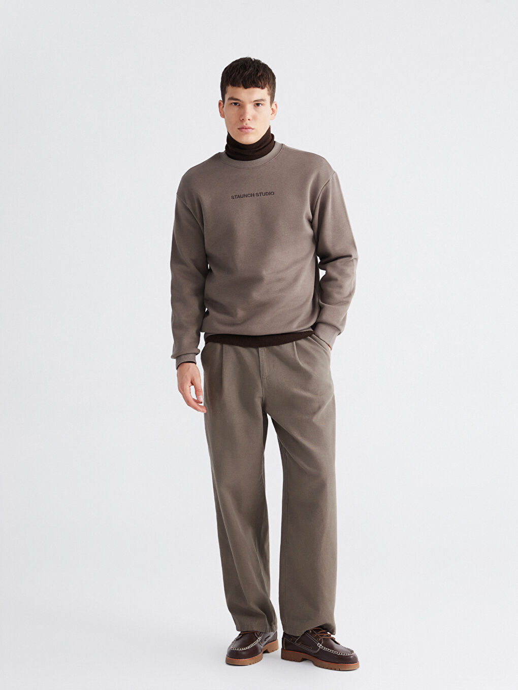 მამაკაცები ყავისფერი თბილი ზედა-1