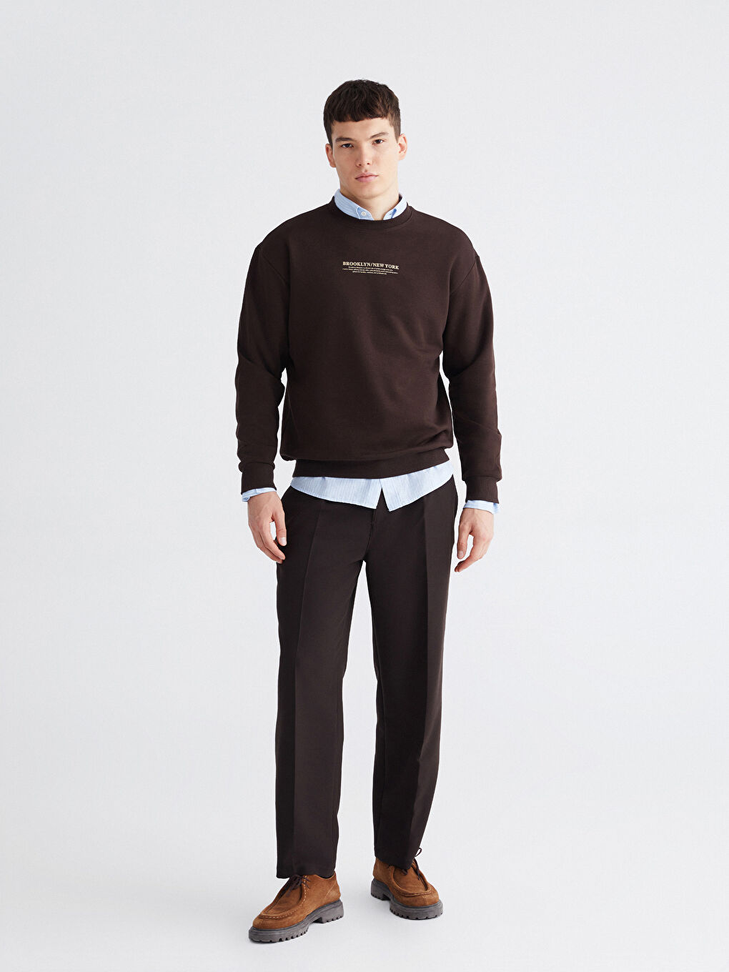 Ерлерге арналған қалың принтті дөңгелек жағалы свитшот-1