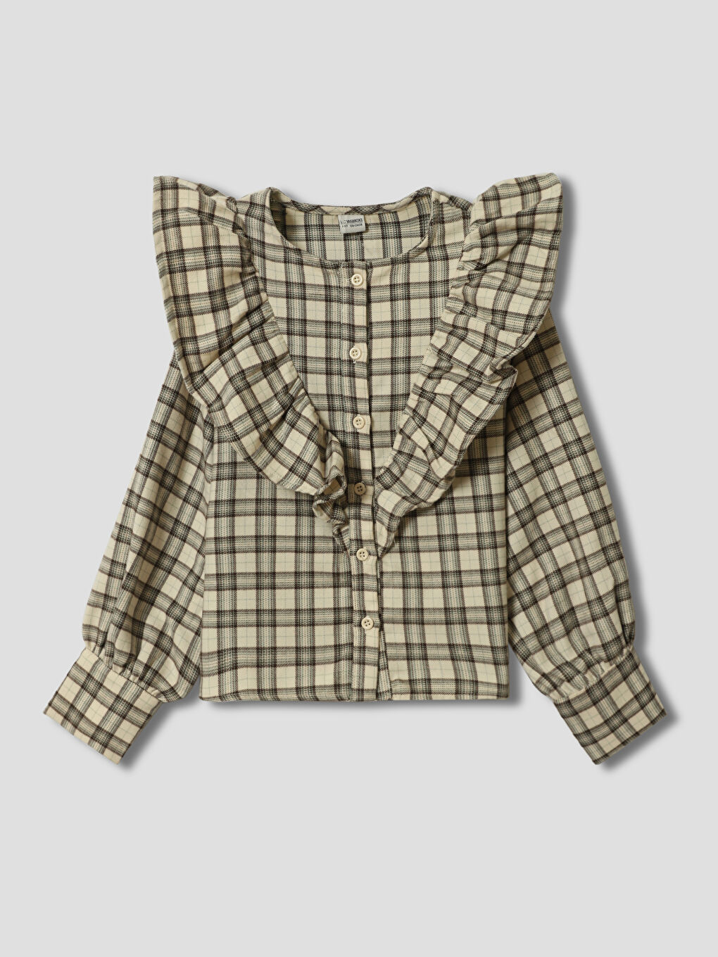 Crew Neck Plaid Girls' Shirt