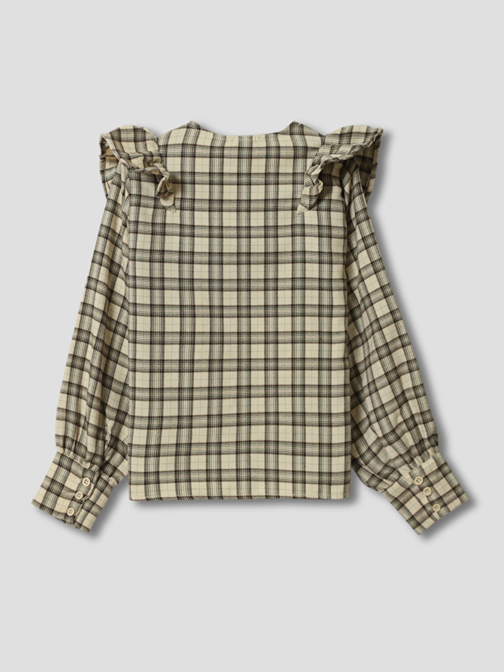Crew Neck Plaid Girls' Shirt-1