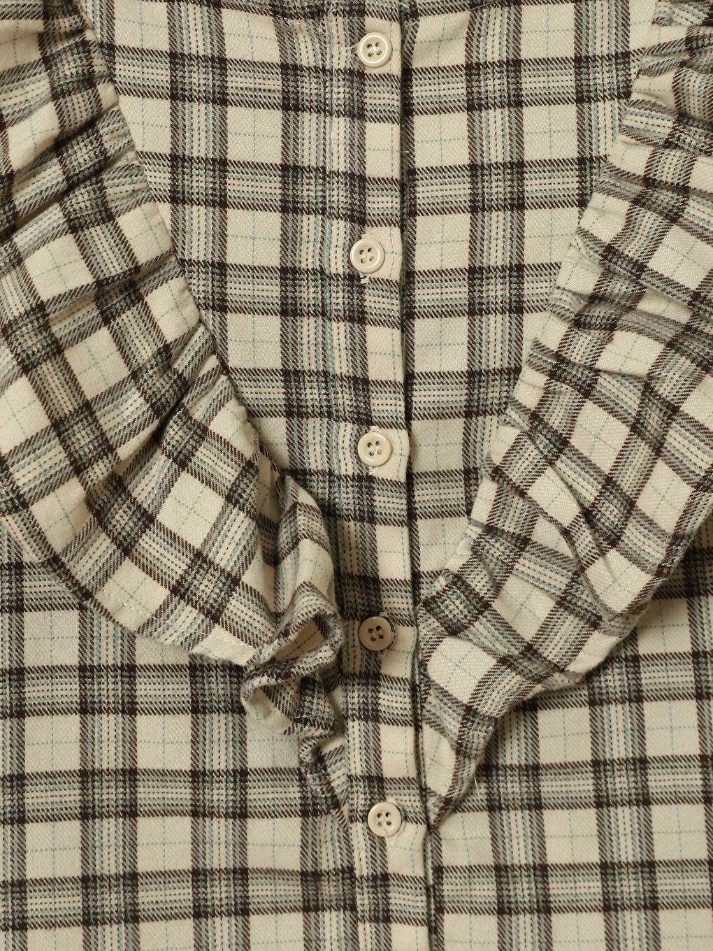 Crew Neck Plaid Girls' Shirt-2