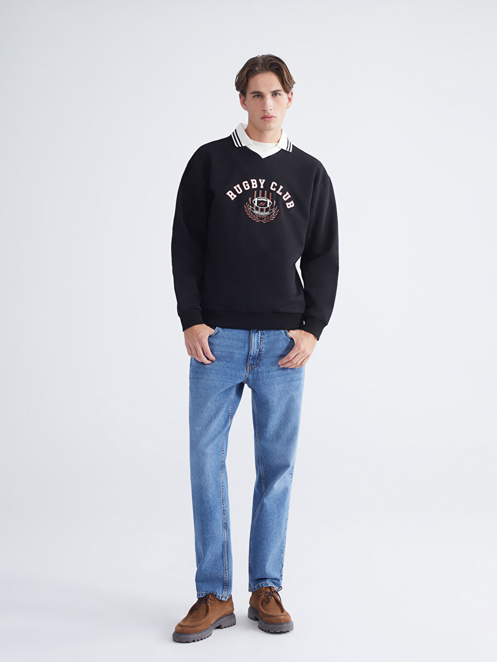 سویتشێرت چاپکراوی یه‌خه‌ی پۆڵۆ بۆ پیاوان-1