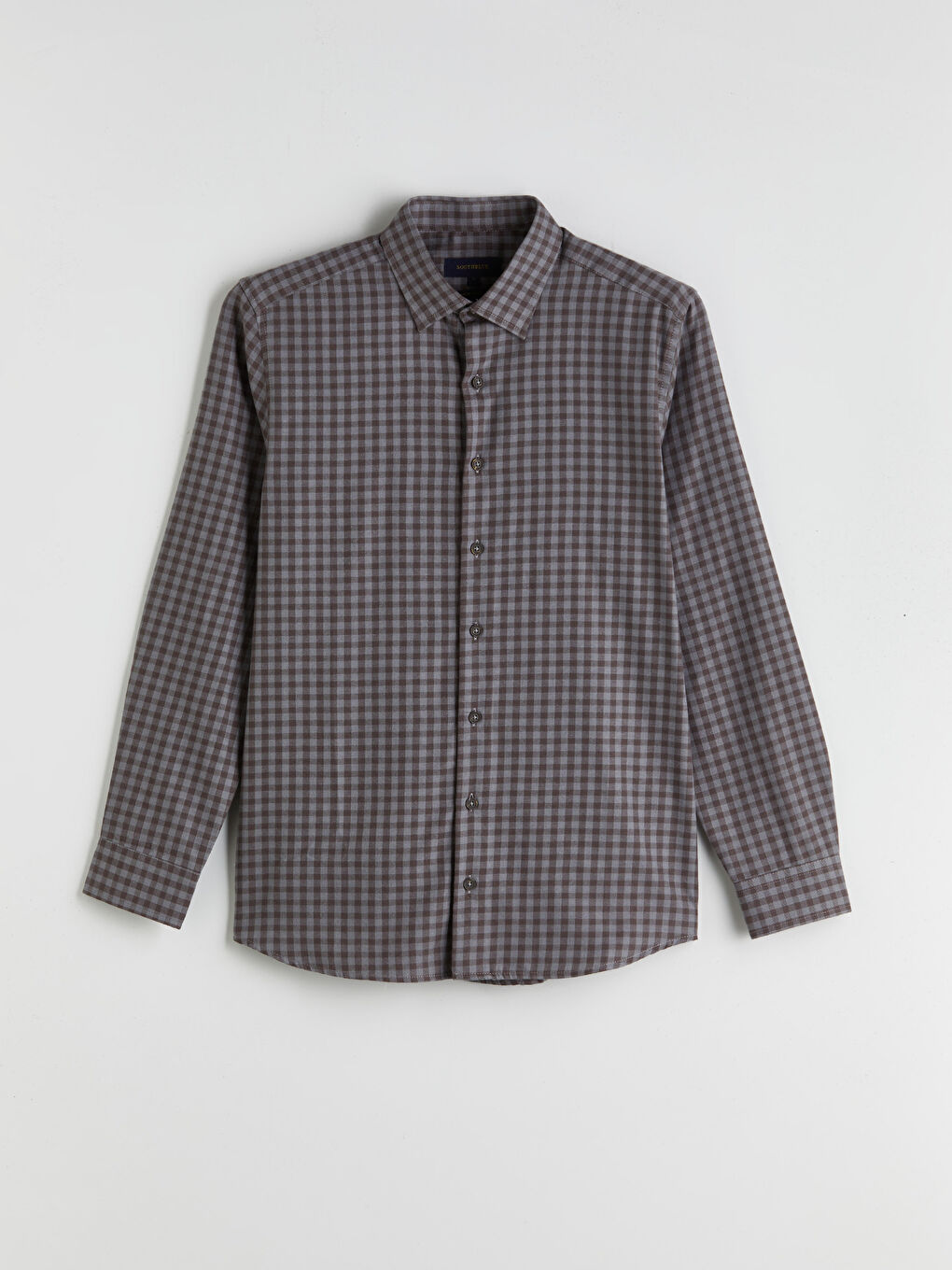 قميص فلانيل كاروهات كم طويل عادي للرجال-4