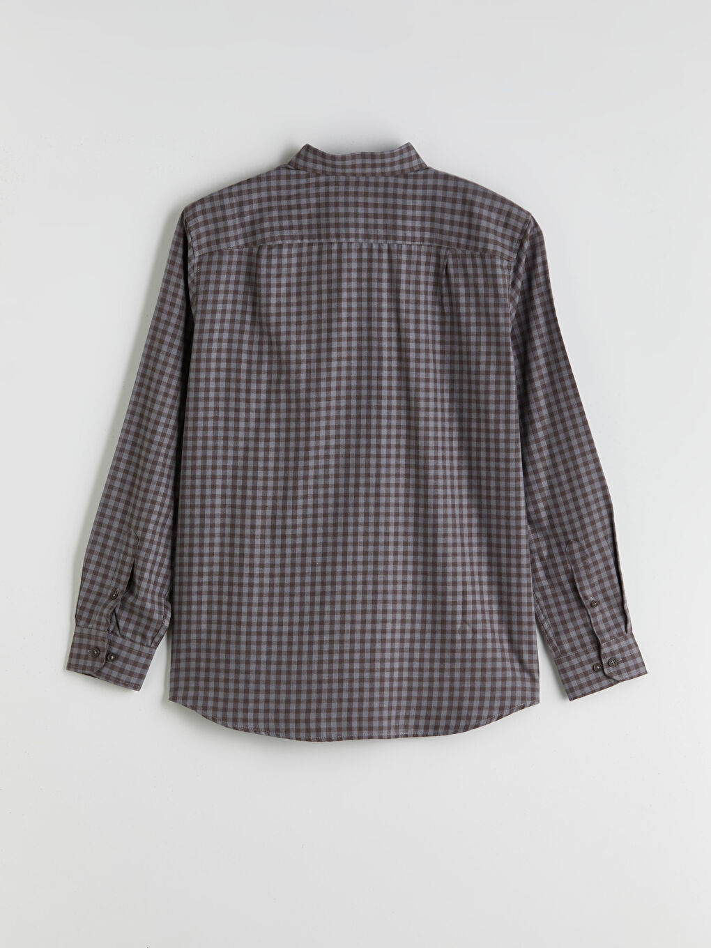 قميص فلانيل كاروهات كم طويل عادي للرجال-5