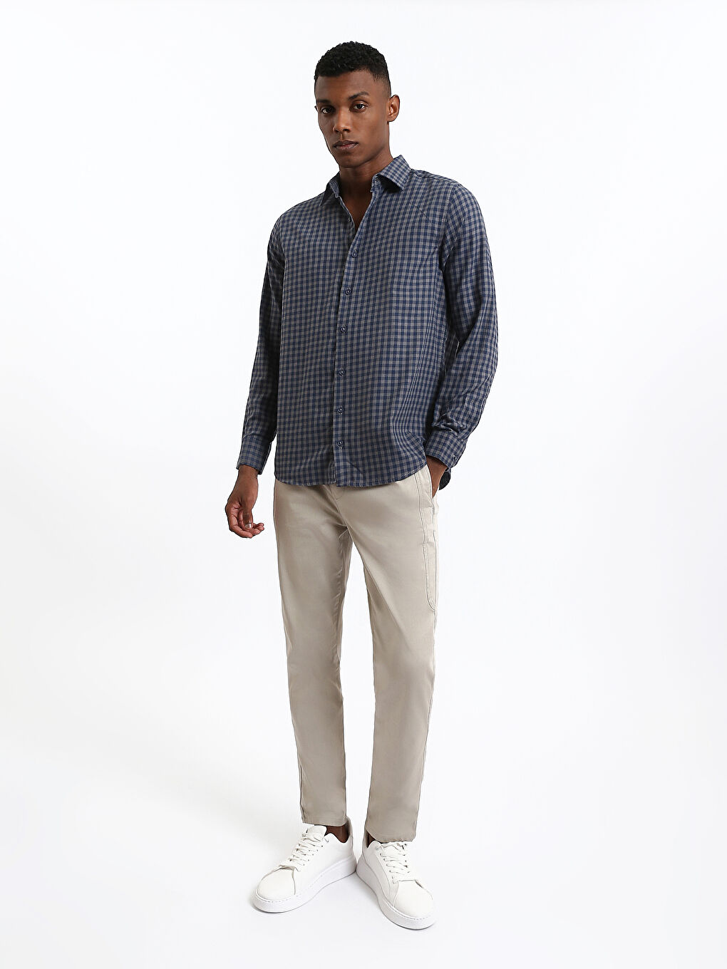 Regular Fit Long Sleeve Plaid Men's Flannel Shirt-1