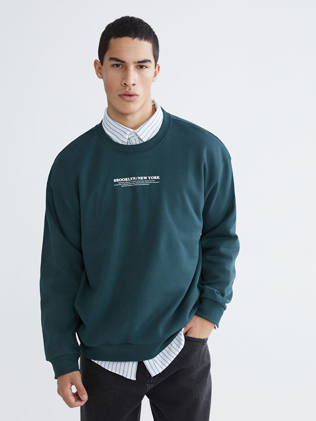 Sweat-shirt Épais Imprimé pour Hommes à Col Rond