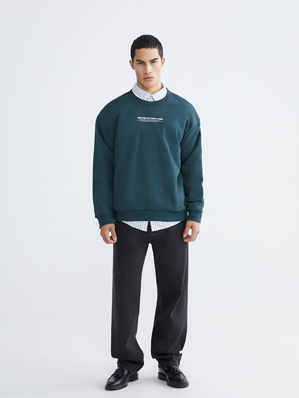 Sweat-shirt Épais Imprimé pour Hommes à Col Rond-1