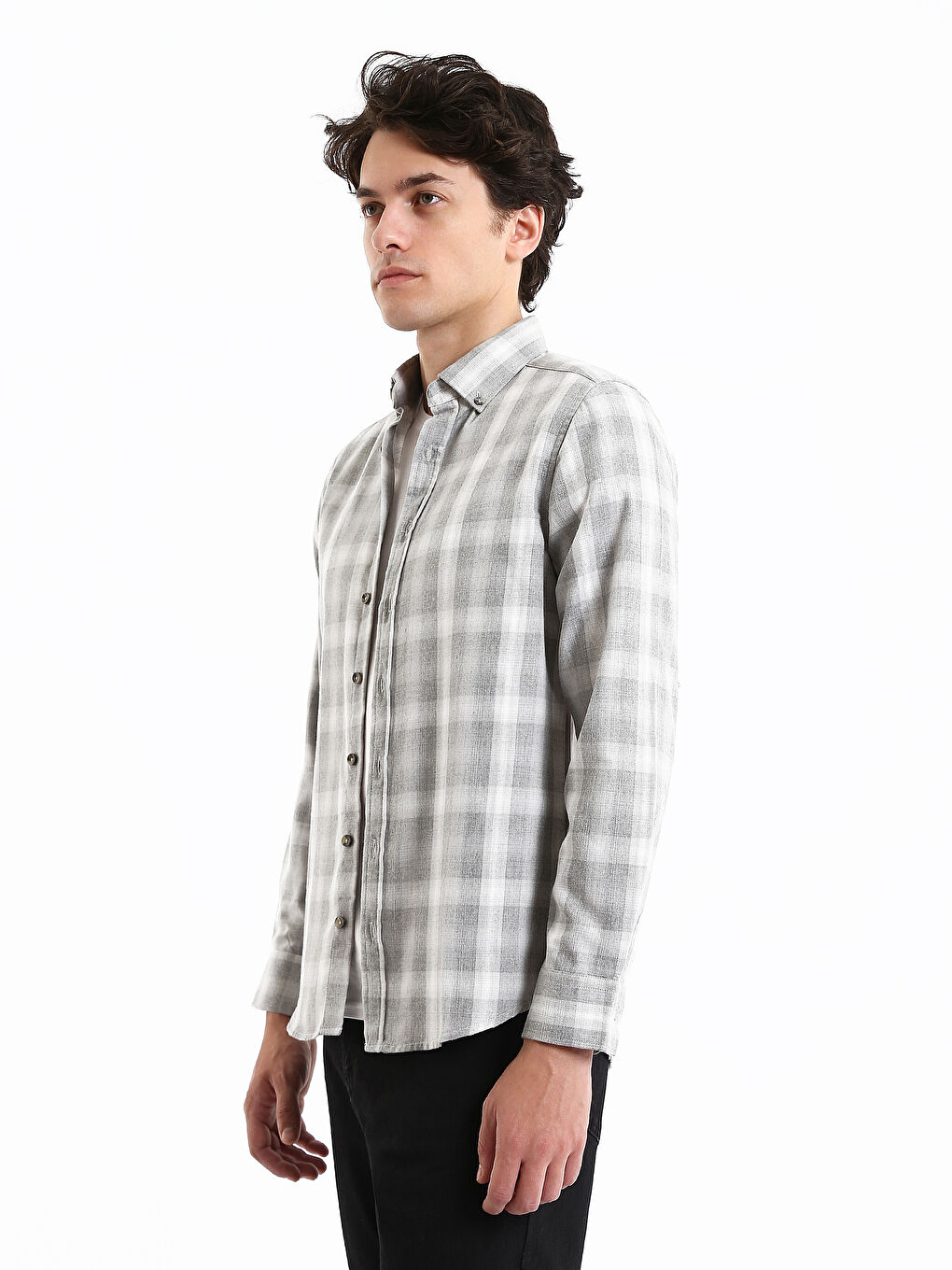 Regular Fit Long Sleeve Plaid Men's Flannel Shirt-3