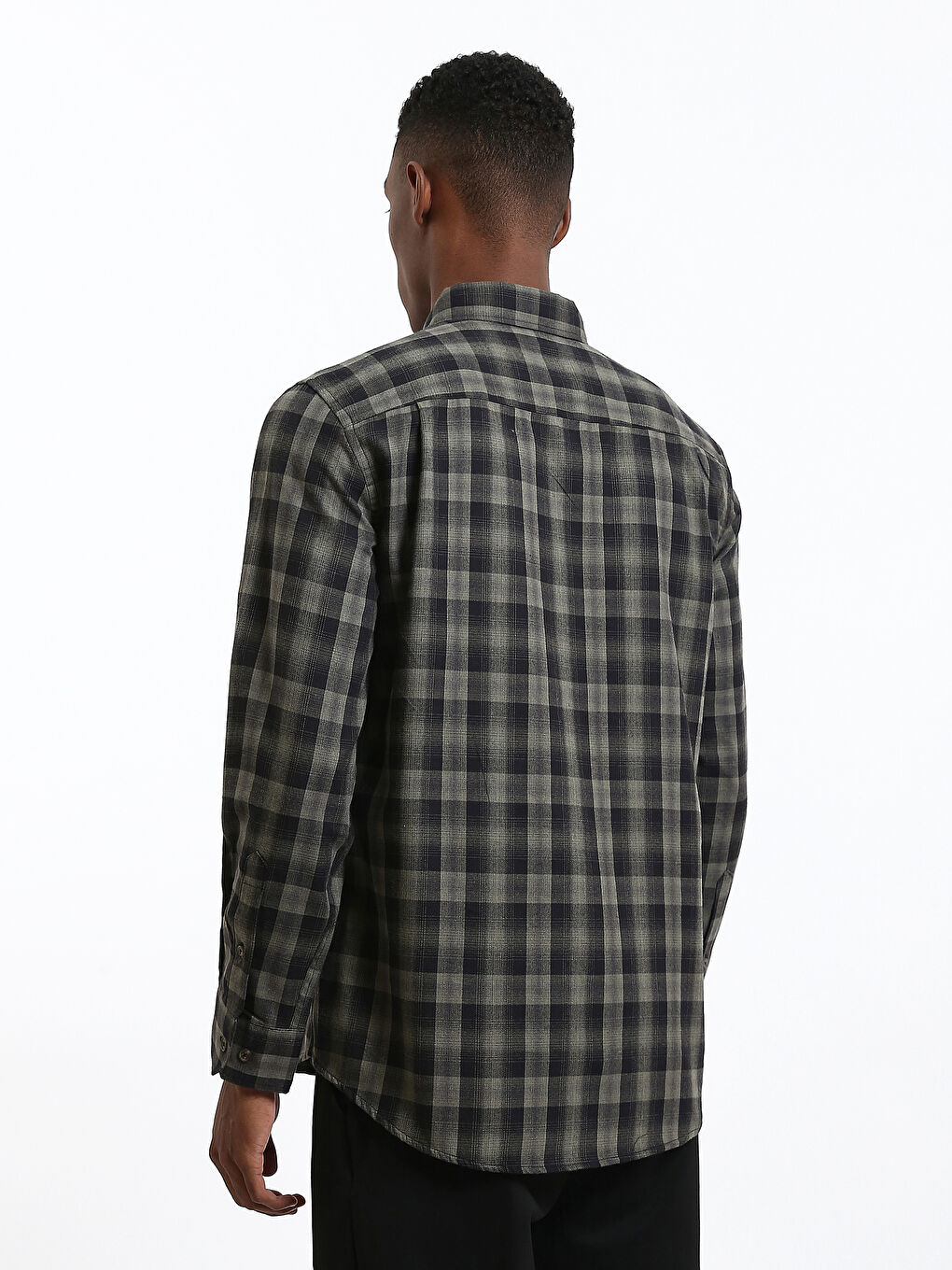 Regular Fit Long Sleeve Plaid Men's Flannel Shirt-8