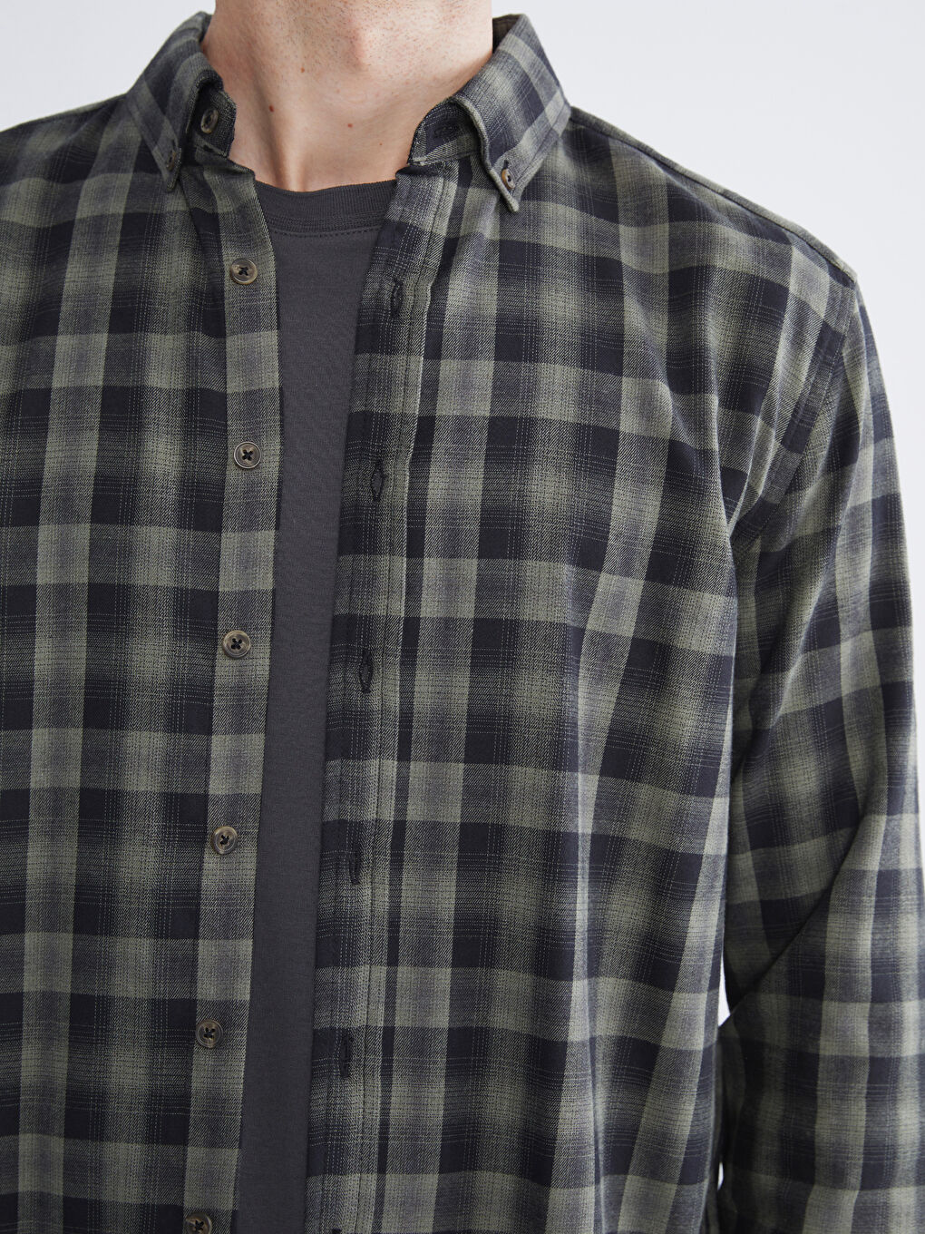 Regular Fit Long Sleeve Plaid Men's Flannel Shirt-5