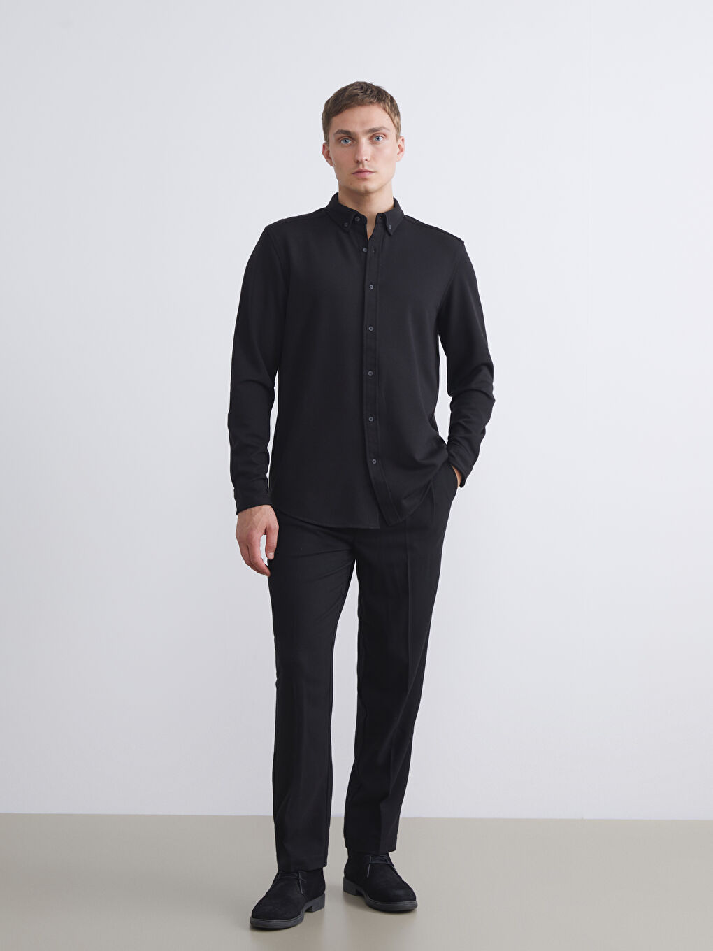 Chemise Pour Hommes Coupe Svelte À Manches Longues-1