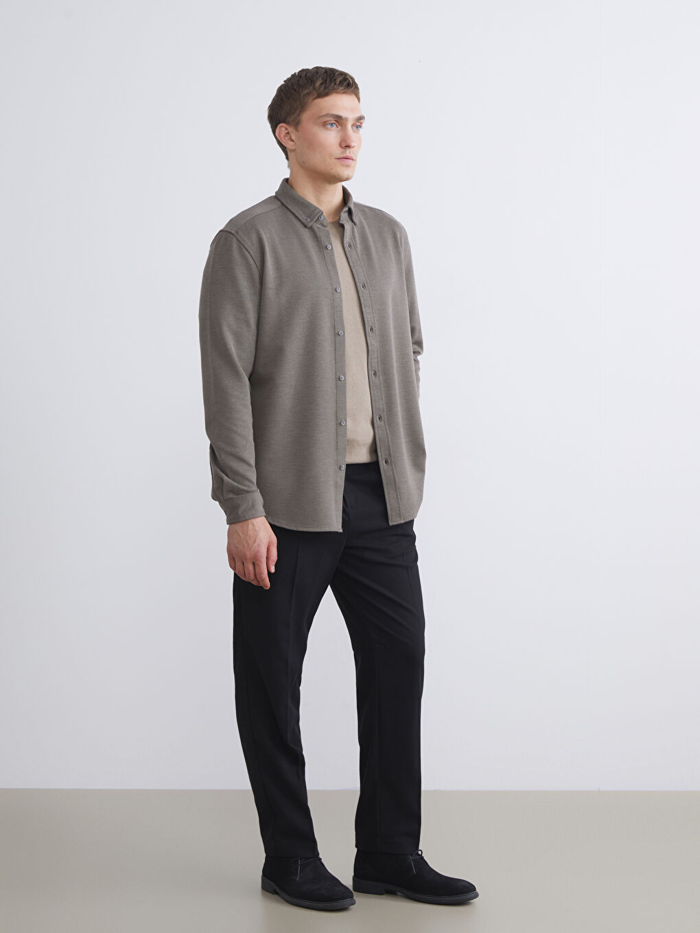 قميص رجالي بأكمام طويلة بقصة نحيفة-1